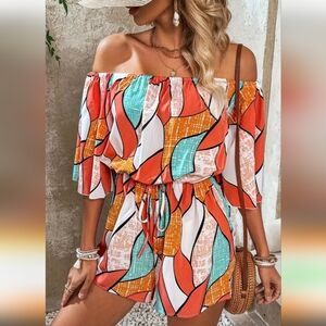 Colorful Off-Shoulder Romper